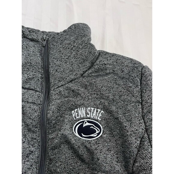 Colosseum Penn State Thick Puffer Coat Jacket Size Small Gray Black Silver Spots - Picture 2 of 8